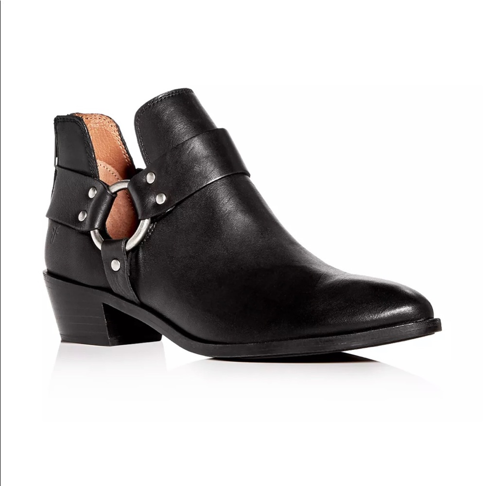 Frye Ray Harness Back Zip Booties, black size 9 with box